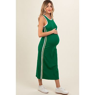 Maternity Sleeveless Contrasting Stripe Maxi Dress