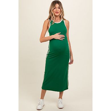 Maternity Sleeveless Contrasting Stripe Maxi Dress