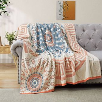 Peace Nest Throw Blanket 100% Cotton Boho