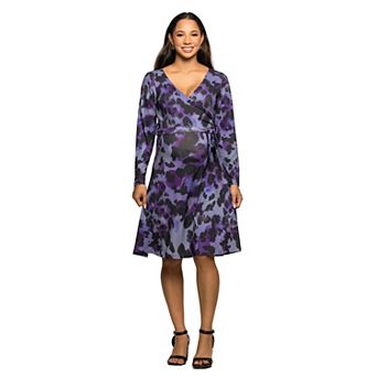 Maternity 24Seven Comfort Apparel Long Sleeve Wrap Dress with Belt