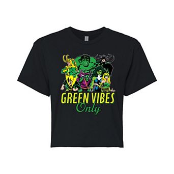 Juniors' Marvel Green Vibes Only Cropped Tee