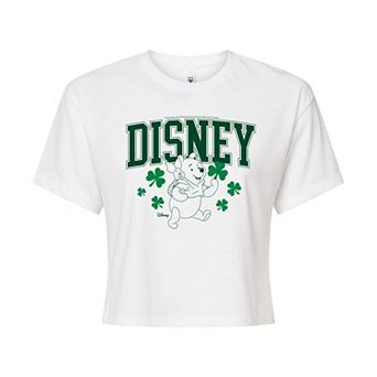 Juniors' Disney's Winnie The Pooh St. Patrick's Day Cropped Tee