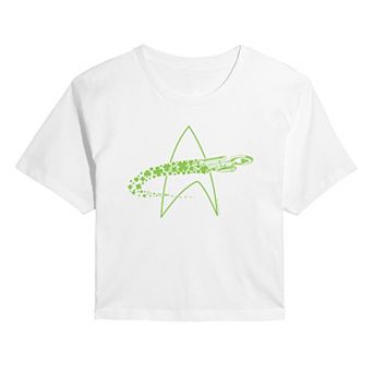 Juniors' Star Trek U.S.S. Enterprise Shamrocks Cropped Tee