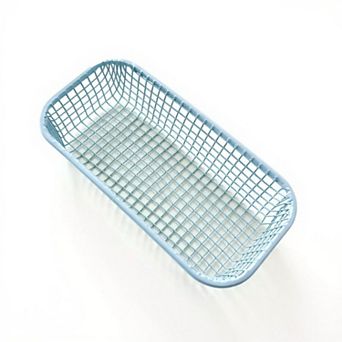 2 pc Rectangular Mesh Storage Basket Set with Open Grid Design