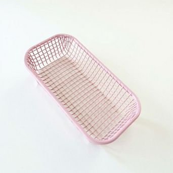 2 pc Rectangular Mesh Storage Basket Set with Open Grid Design