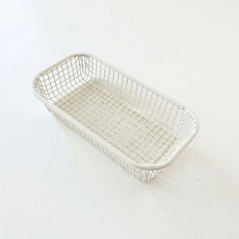 2 pc Rectangular Mesh Storage Basket Set with Open Grid Design