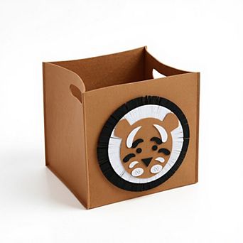 Animal Design Felt Storage Box with Cutout Handles and Foldable Structure