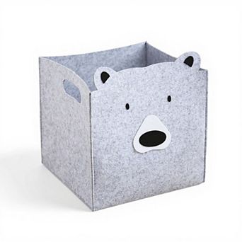 Animal Design Felt Storage Box with Cutout Handles and Foldable Structure
