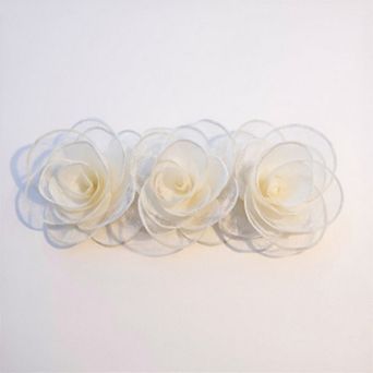 3 pc Sheer Fabric Rose Flower Hair Clips Set for Elegant Styling