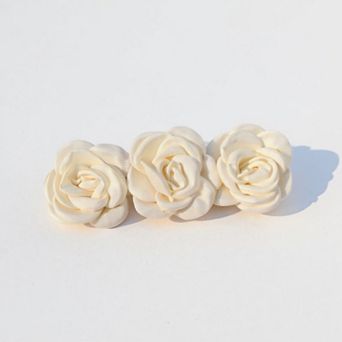 3 pc Sheer Fabric Rose Flower Hair Clips Set for Elegant Styling
