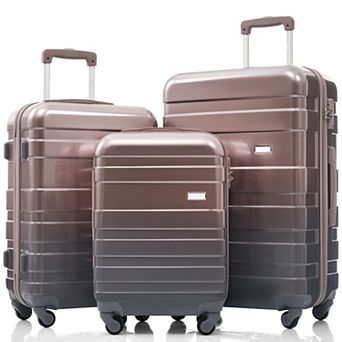Whisen 3 pc Luggage Sets, ABS Hardside Lightweight Suitcases with 3 Different Sizes and TSA Lock