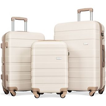 Whisen 3 pc Luggage Sets, ABS Hardside Lightweight Suitcases with 3 Different Sizes and TSA Lock