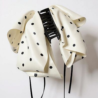 2-Piece Polka Dot Bow Hair Clips Set with Ribbon Tails and Oversized Design