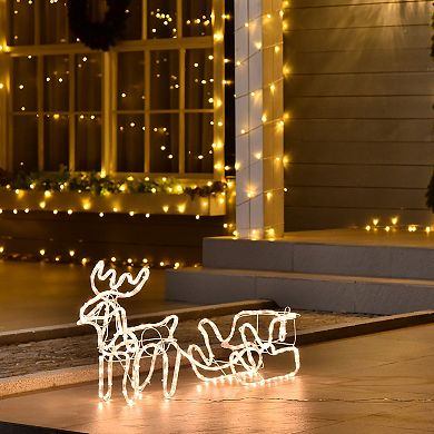 Whisen 35" Reindeer Sleigh Outdoor Christmas Standing Figure Decoration