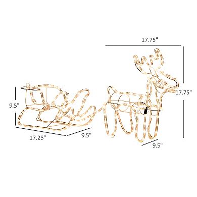 Whisen 35" Reindeer Sleigh Outdoor Christmas Standing Figure Decoration