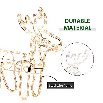 Whisen 35" Reindeer Sleigh Outdoor Christmas Standing Figure Decoration