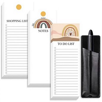 4 pc Boho Rainbow Notepad and Pen Set with Shopping List, Notes, and To-Do List Pads