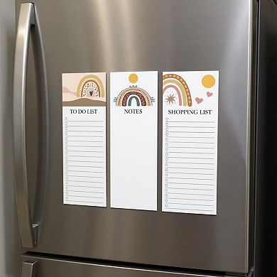 4-Piece Boho Rainbow Notepad and Pen Set with Shopping List, Notes, and To-Do List Pads