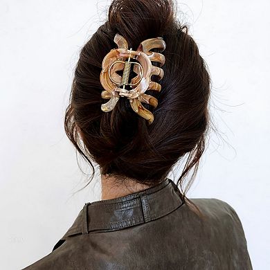 2-Piece Translucent Marbled Hair Claw Clips Set with Curved Grip Design