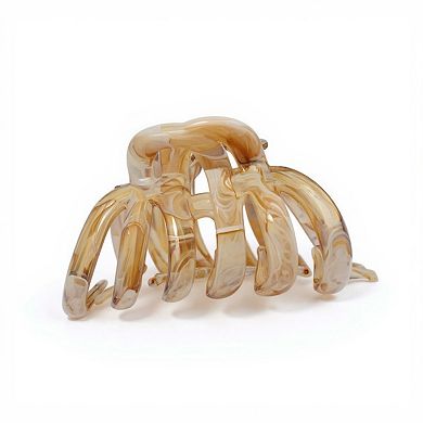 2-Piece Translucent Marbled Hair Claw Clips Set with Curved Grip Design