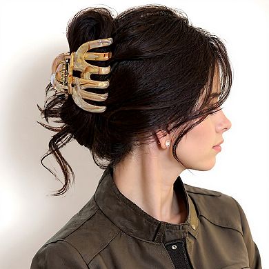 2-Piece Translucent Marbled Hair Claw Clips Set with Curved Grip Design