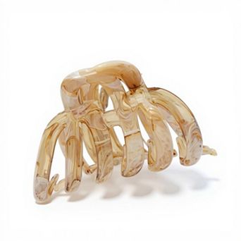 2 pc Translucent Marbled Hair Claw Clips Set with Curved Grip Design