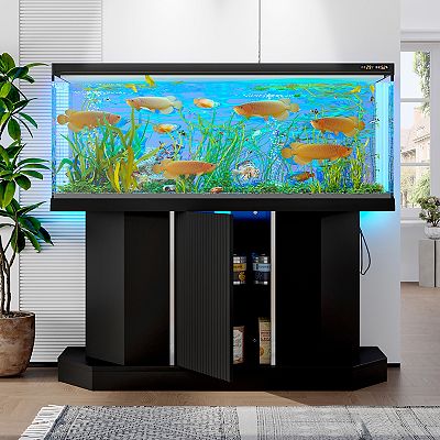 Whisen 55-75 Gallon Fish Tank Stand, Reptile Terrarium Stand, with Power  Outlet, Cabinet and Shelf