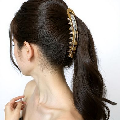 3-Piece Curved Tortoiseshell Hair Claw Clips Set with Interlocking Teeth