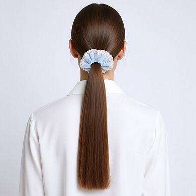 3-Piece Lace Trim Textured Scrunchies Set with Soft Elastic Design