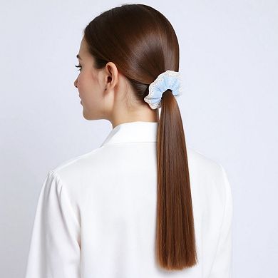 3-Piece Lace Trim Textured Scrunchies Set with Soft Elastic Design