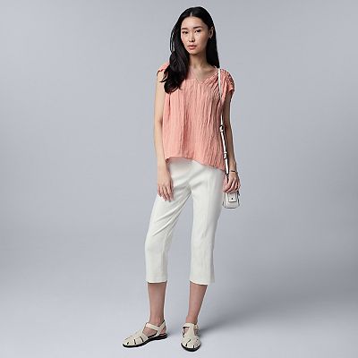 Simply Vera Verawang ノースリーブ トップス Women's Simply Vera Vera Wang Ruched Cap Sleeve Top