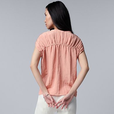 Women's Simply Vera Vera Wang Ruched Cap Sleeve Top