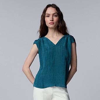 Women's Simply Vera Vera Wang Ruched Cap Sleeve Top