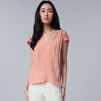 Women's Simply Vera Vera Wang Ruched Cap Sleeve Top