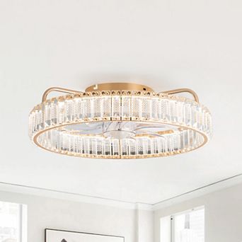 20-Inch Crystal LED Ceiling Fan with Remote, 7 Transparent Blades, Silent DC Motor, 6 Speeds