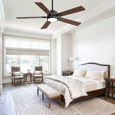 52-Inch Ceiling Fan with LED Light, Remote Control, 6-Speed DC Motor, Reversible Quiet Operation