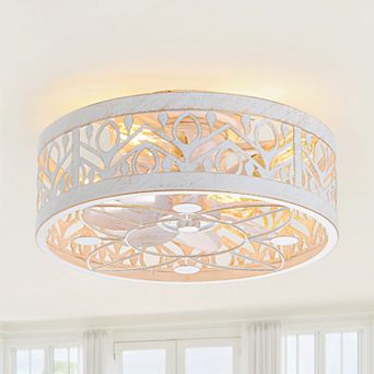 17-Inch Indoor Caged Ceiling Fan with 7-Blade, Reversible DC Motor, 6-Speed Remote Control, Timer