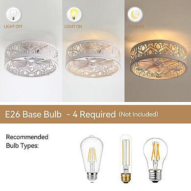 17-Inch Indoor Caged Ceiling Fan with 7-Blade, Reversible DC Motor, 6-Speed Remote Control, Timer