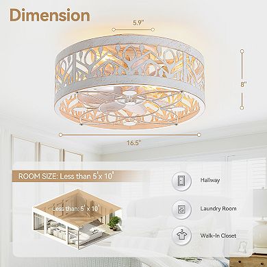 17-Inch Indoor Caged Ceiling Fan with 7-Blade, Reversible DC Motor, 6-Speed Remote Control, Timer