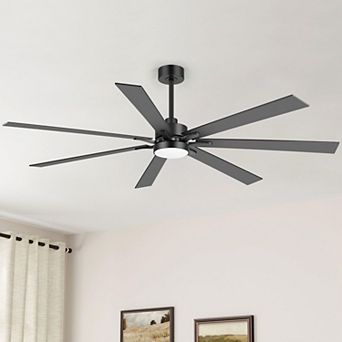 72-Inch LED Ceiling Fan with Remote, DC Motor, 7 Wood Blades, 6 Speeds, Reversible and Timer