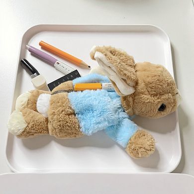 Plush Bunny Pencil Case with Soft Fleece Texture and Zipper Storage Compartment 9.8x3x3 in