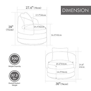 GOMYHOME 30" Modern Chenille Swivel Accent Chair, Round Barrel Armchair for Living Room, Green