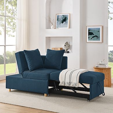 GOMYHOME Small L-Shaped Sectional Sleeper Sofa Couch with Reversible Pull-Out Bed & Storage Chaise