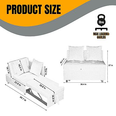 GOMYHOME Small L-Shaped Sectional Sleeper Sofa Couch with Reversible Pull-Out Bed & Storage Chaise