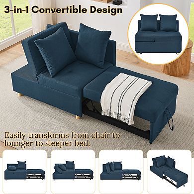 GOMYHOME Small L-Shaped Sectional Sleeper Sofa Couch with Reversible Pull-Out Bed & Storage Chaise