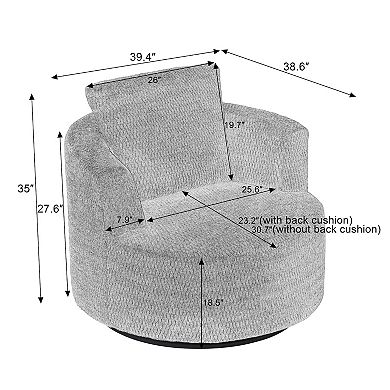 GOMYHOME Oversized 360° Swivel Barrel Accent Chair, Deep Navy Textured Fabric Club Chair