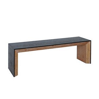GOMYHOME 59inch Low Profile Modern TV Stand Media Console Bench, 2-Tone Wood, Black/Natural