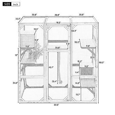 LOVMOR Outdoor Cat House DIY Cat Enclosure Cat Catio with Double Enter Doors