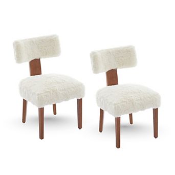 GOMYHOME Mid-Century Teddy Sherpa Accent Chair, Small Space Vanity/Bedroom Chair, Cream Boucle
