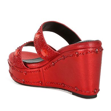 London Rag Iki Diki Women's Rhinestone Wedge Sandals